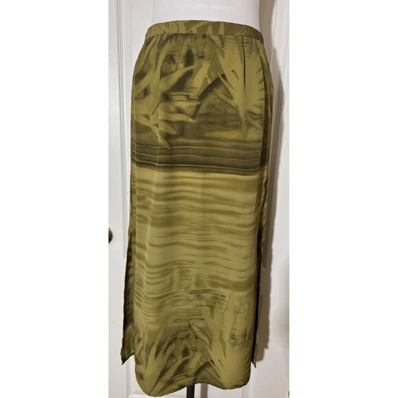 2 Piece Outfit  Short Sleeve Blouse & Long Skirt Women’s Sz Medium Palm Print - Picture 11 of 16